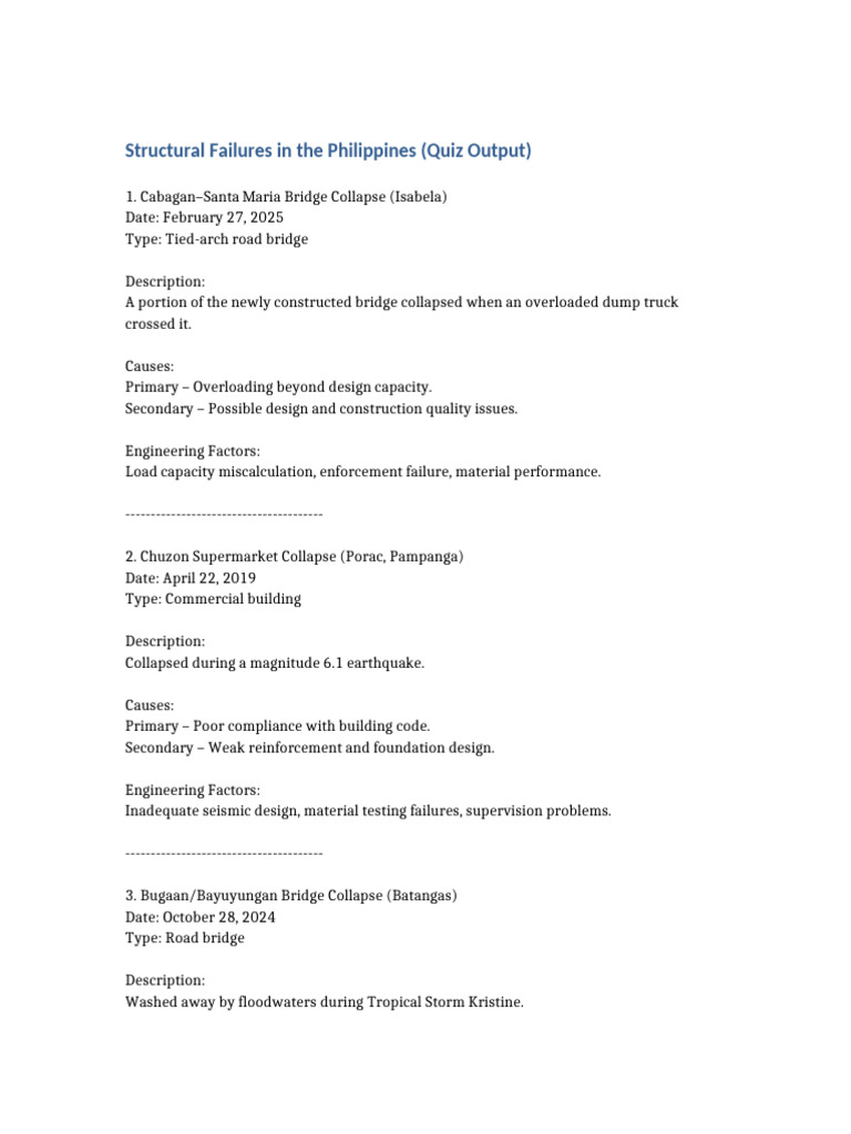 Structural Failures in Philippines | PDF