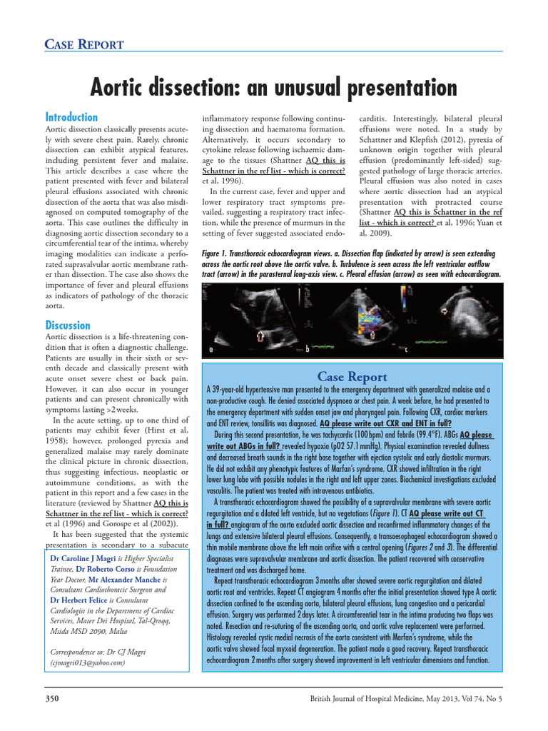 BJHM 586 CR Aortic Dissection | PDF | Aorta | Echocardiography