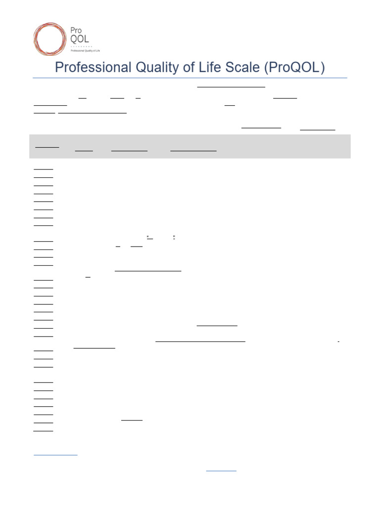 ProQOL English 4 To 5 Comparison | PDF | Psychological Trauma | Emotions
