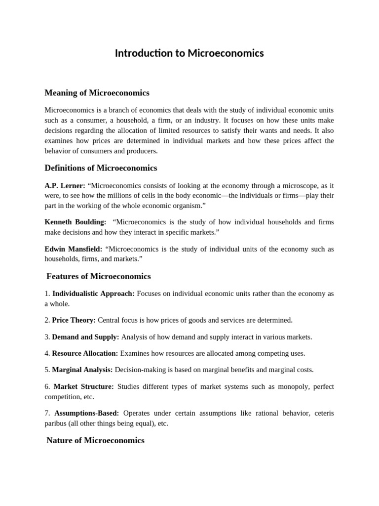 Introduction To Micro Economics | PDF