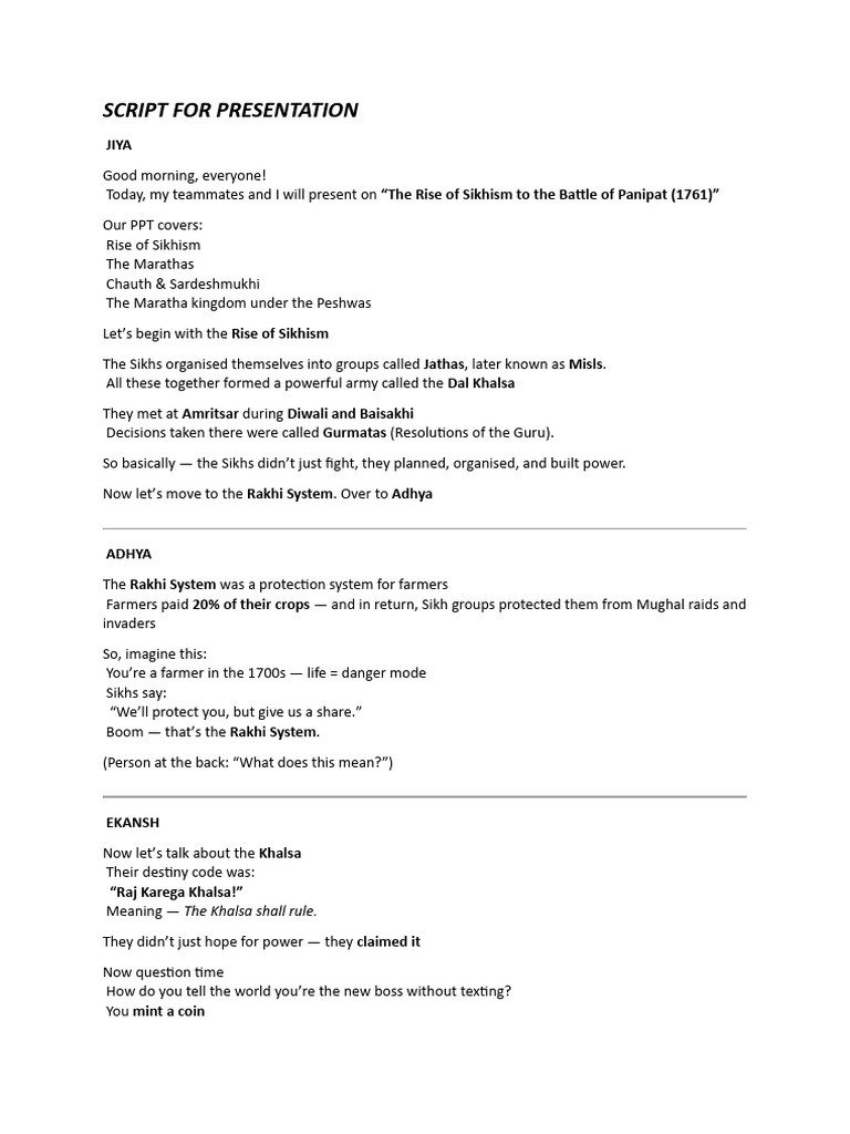 Script For Presentation | PDF | Punjab | Indian Religions