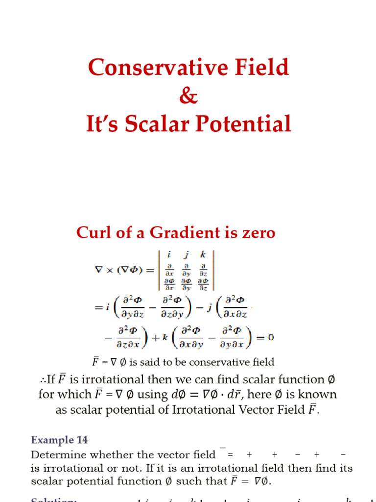 22nd Session Notes - Conservative Field & Scalar Potential | PDF ...
