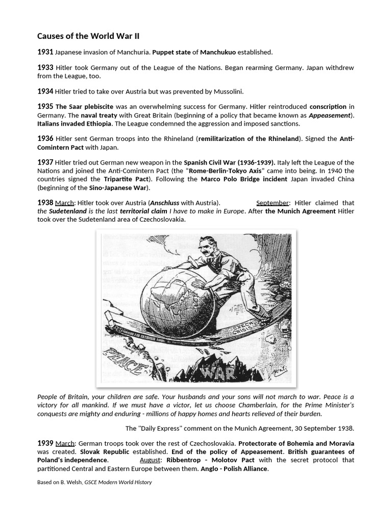 Causes of The World War II | PDF