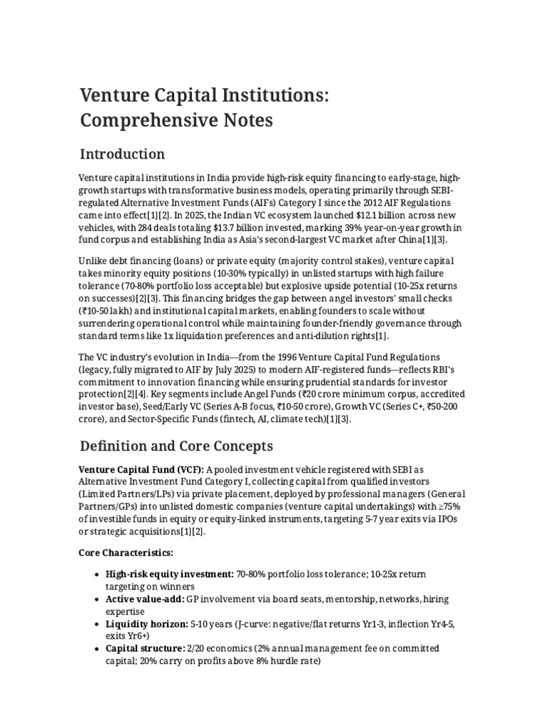 Venture Capital Institutions | PDF | Venture Capital | Corporate Finance
