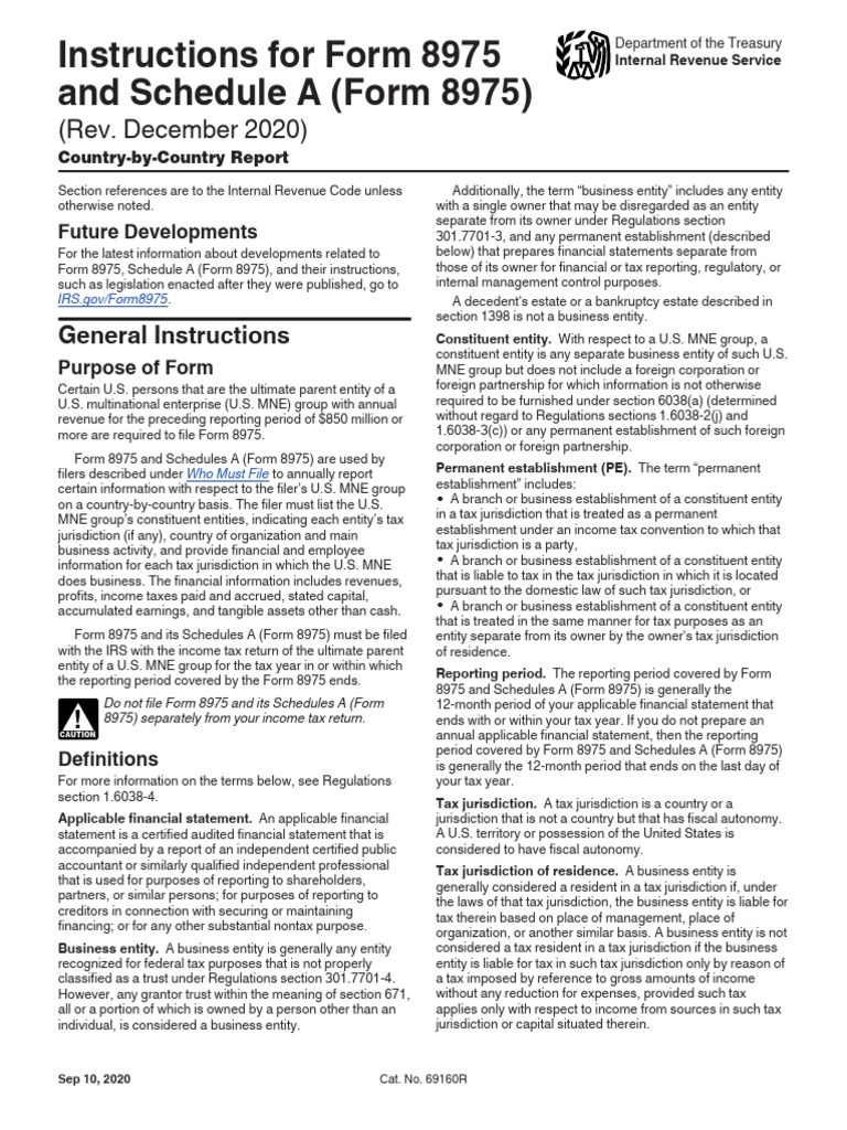 Instructions For Form 8975 and Schedule A (Form 8975) : (Rev. December ...