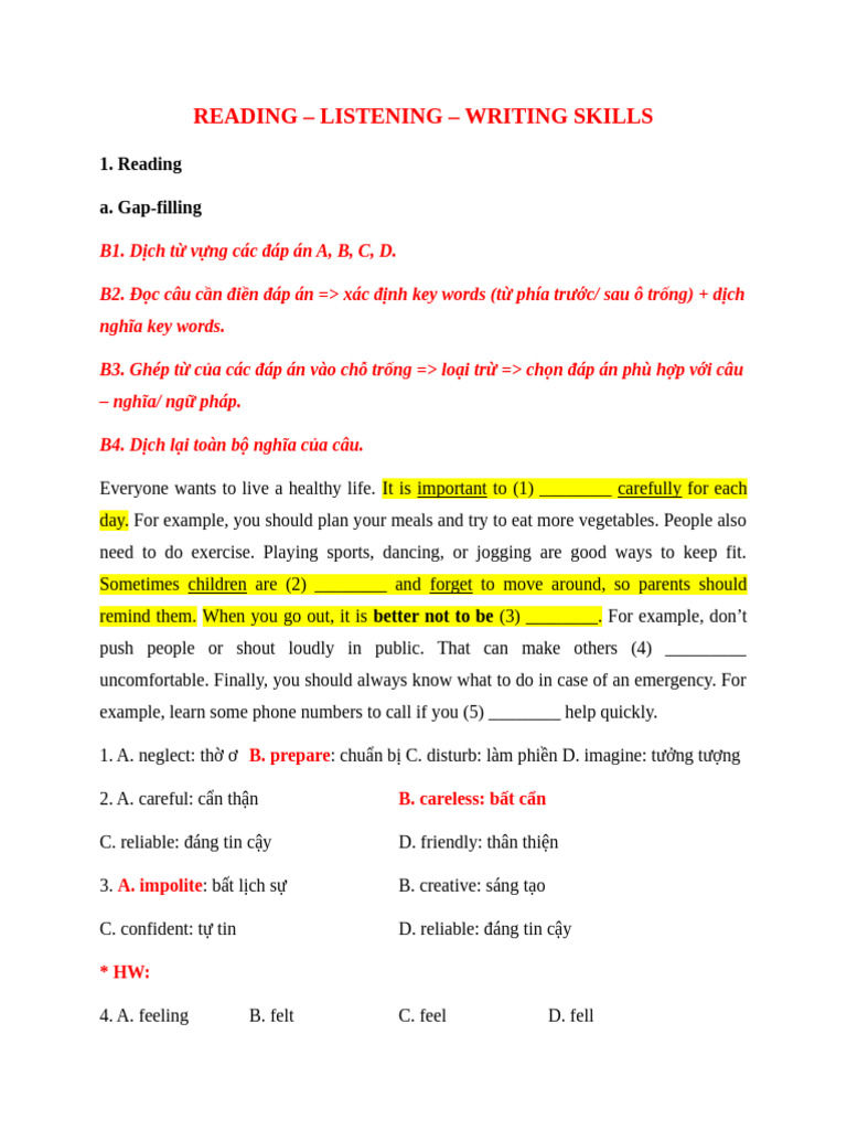 Reading - Listening - Writing Skills | PDF | Invention