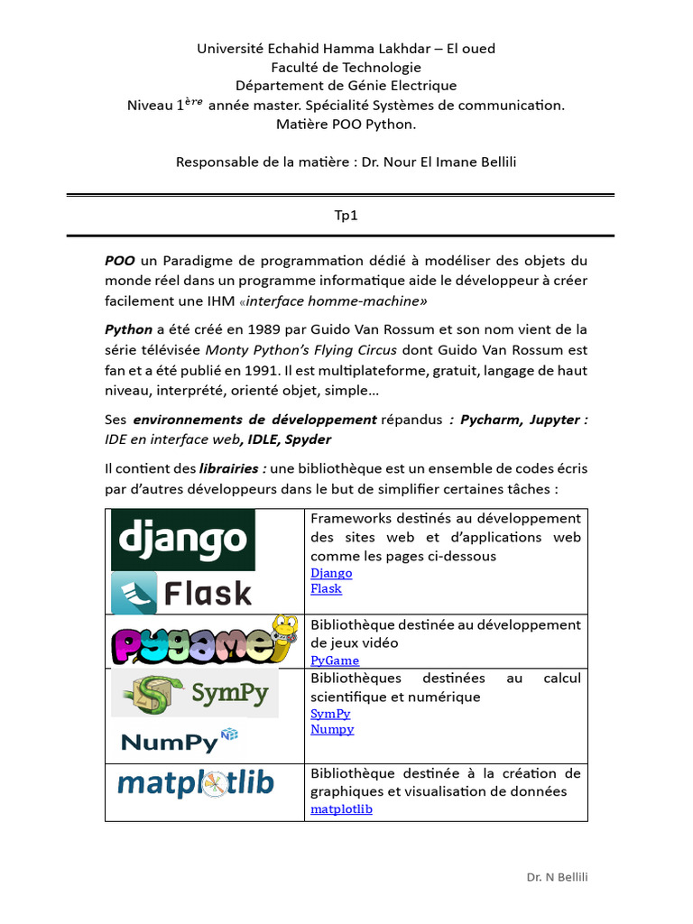TP 1 | PDF | Bibliothèque logicielle | Python (Langage de programmation)