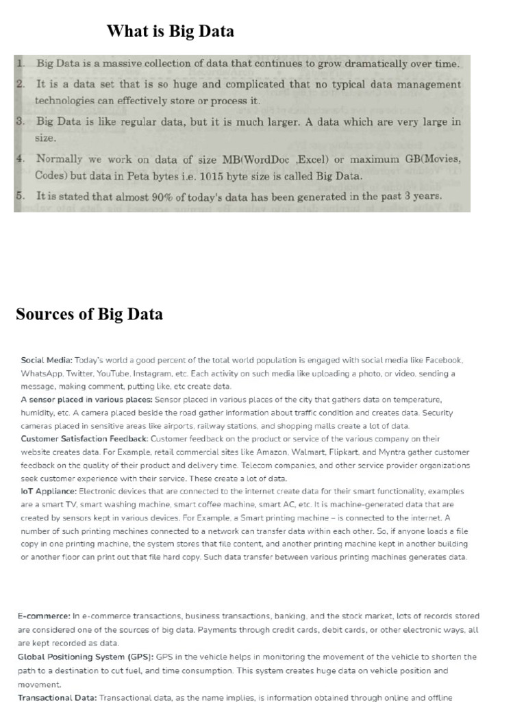 Big Data Analysis Unit 1 | PDF