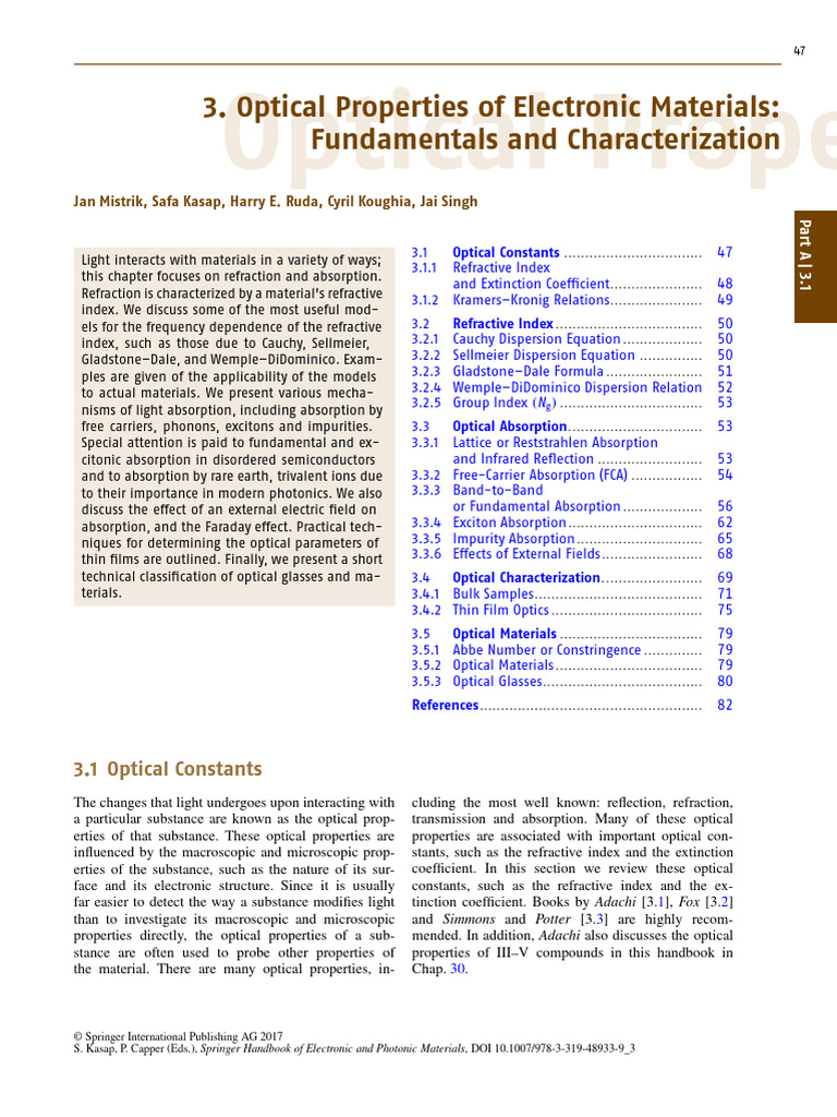 Optical Prope: 3. Optical Properties of Electronic Materials ...
