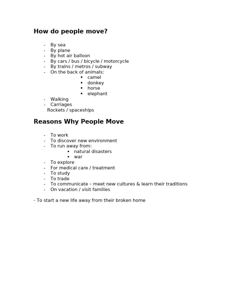 How Do People Move, The Reason Why They Move (Where We Are in Place and ...