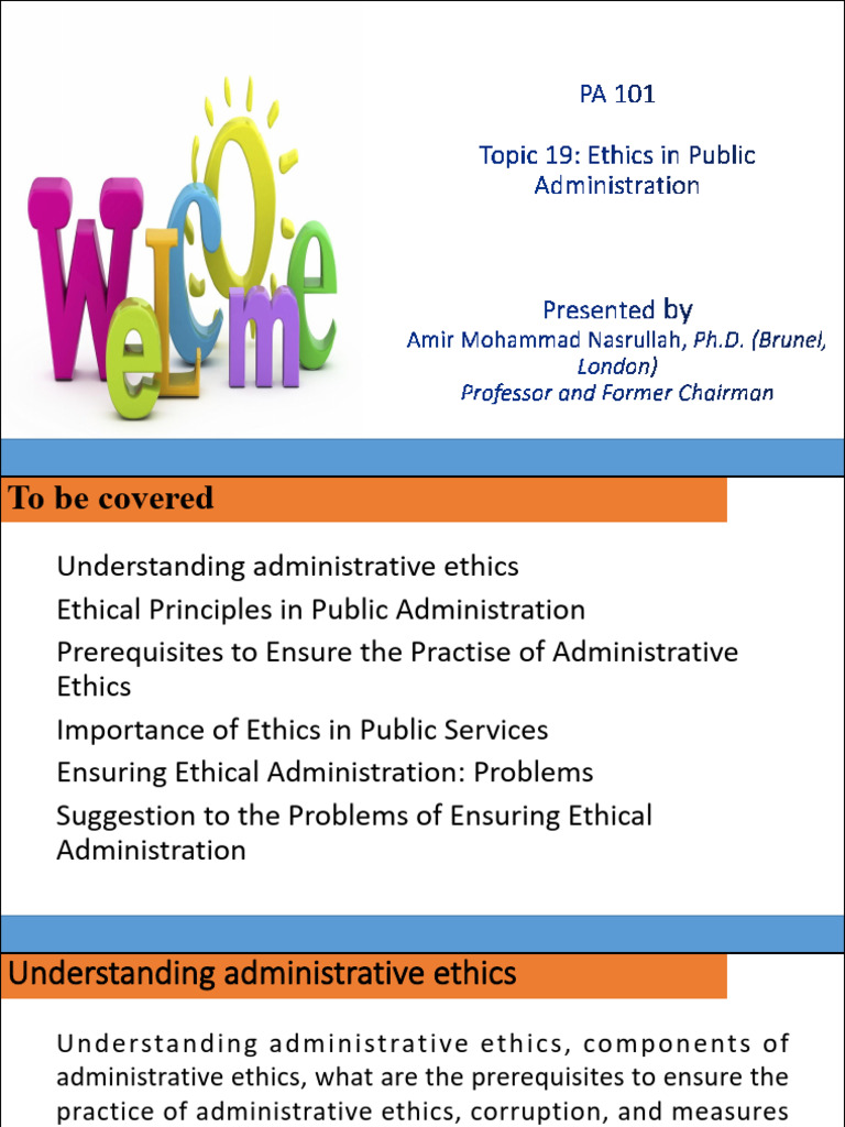 Topic 19 Ethics in Public Administration | PDF | Political Corruption ...