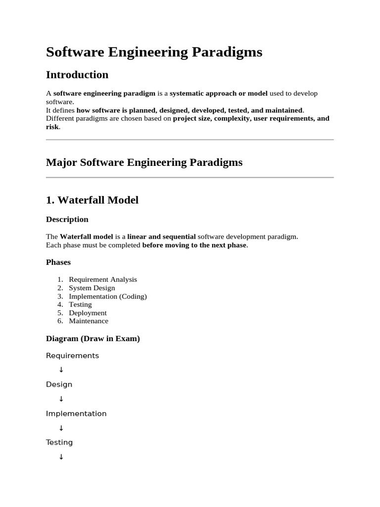 Software Engineering Paradigms | PDF | Software Prototyping | Project ...