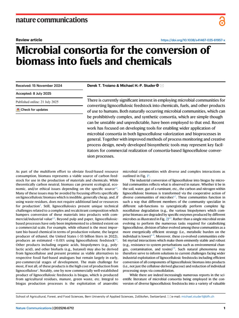Microbial Consortia For The Conversion of Biomass Into Fuels and ...