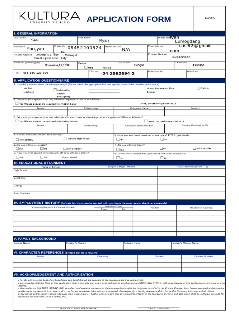 Application Form - KSI Fill Up | PDF