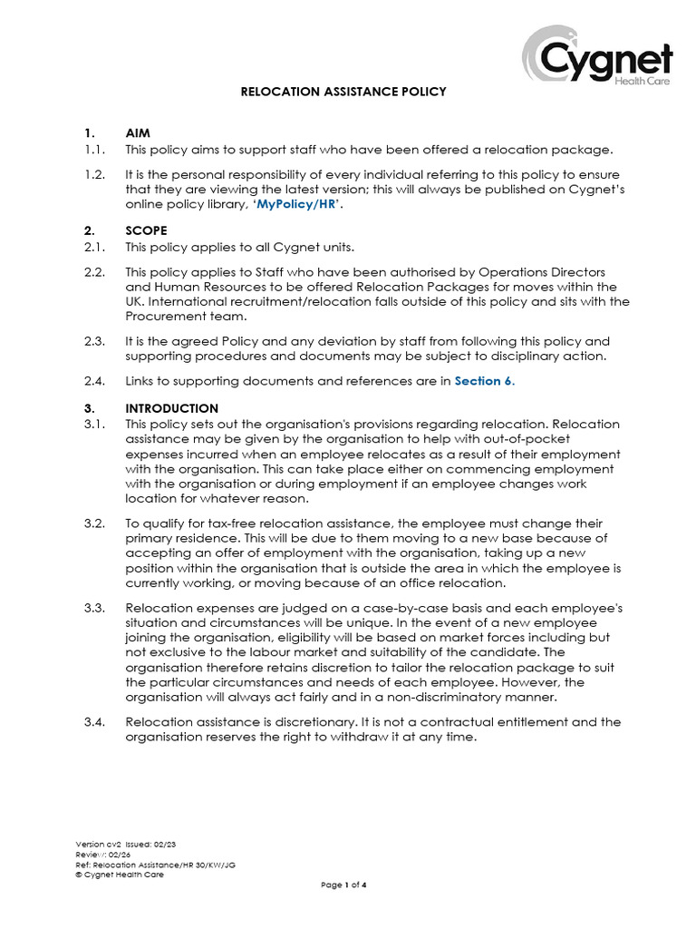 HR 30 Staff Relocation Assistance Policy | PDF | Tax Exemption | Taxes