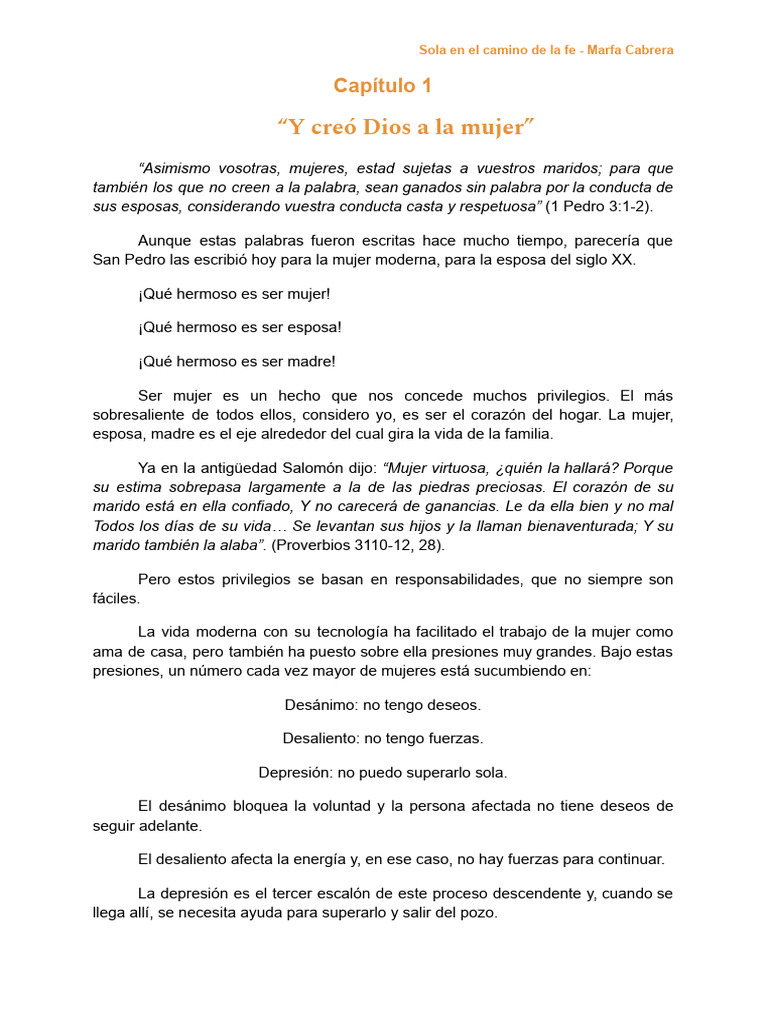 Sola en El Camino de La Fe - Capítulo I | PDF