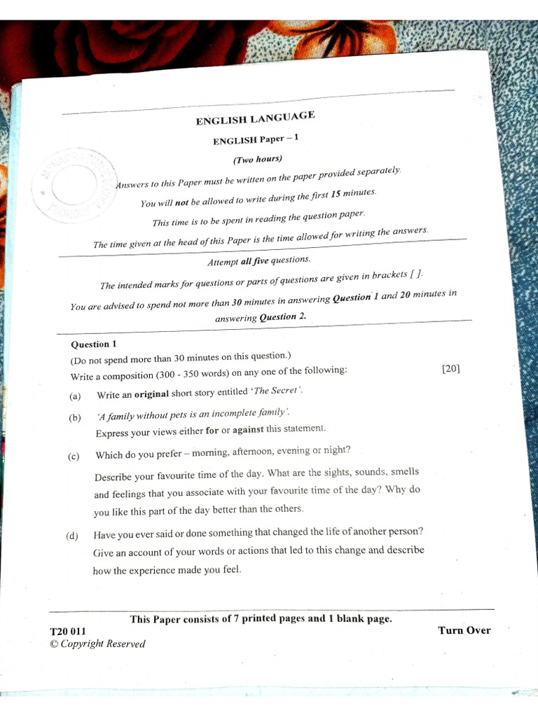 English Paper 1 | PDF