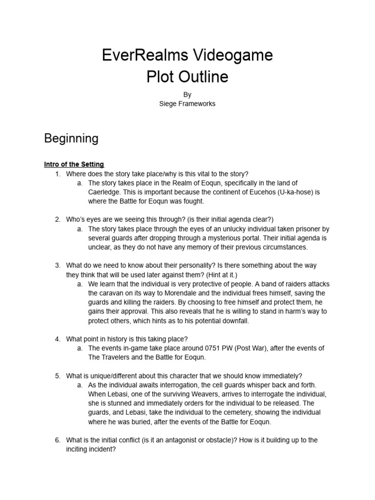 EverRealms Videogame Plot Outline | PDF