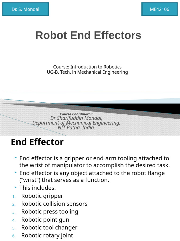Lecture 5 Robot End Effectors | PDF | Actuator | Machines