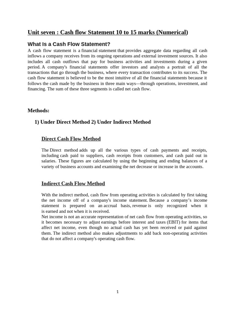 Cash Flow Statement | PDF | Expense | Depreciation