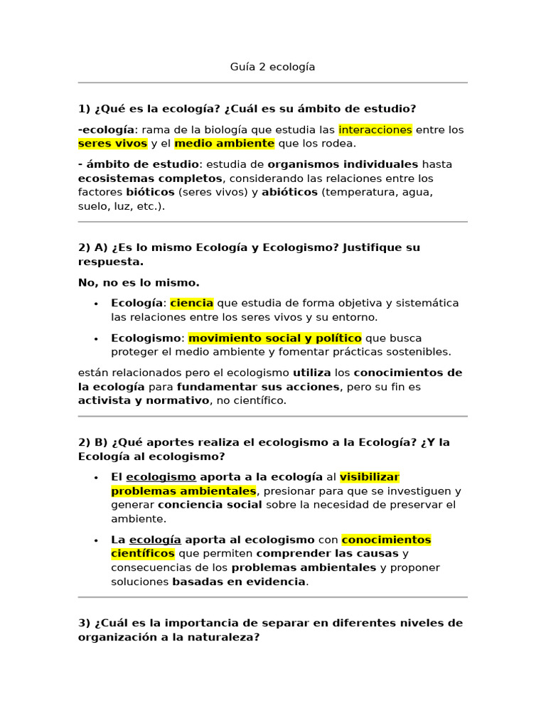 Guía 2 Ecología Resumeeen | PDF | Ecosistema | Ecología