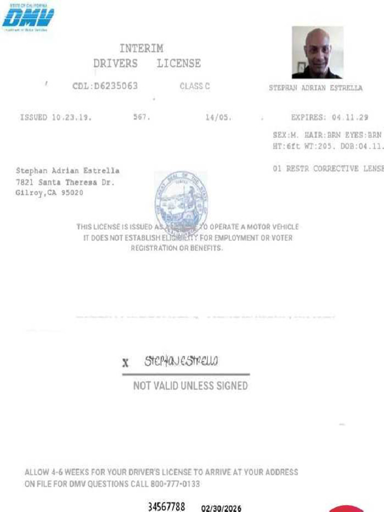 Interim: Drivers License | PDF