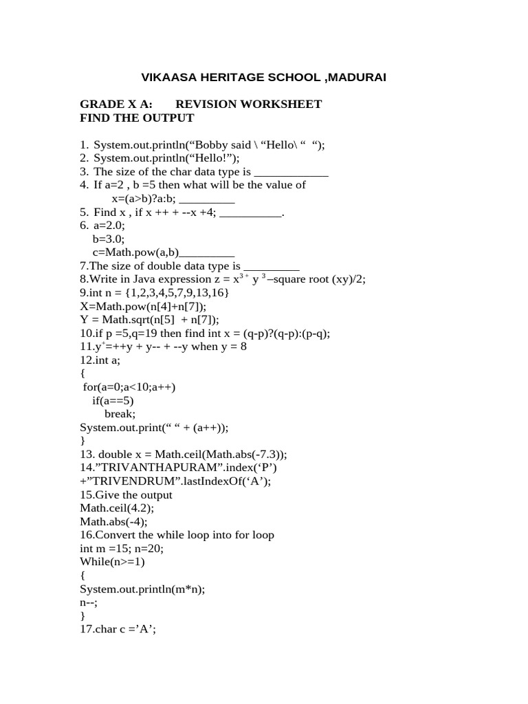 Grade 10 Revision Question 1 | PDF | String (Computer Science ...