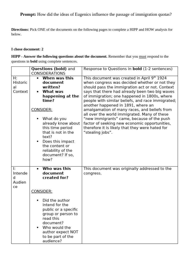 1924 Immigration Act HIPP and HOW | PDF | Race (Human Categorization ...