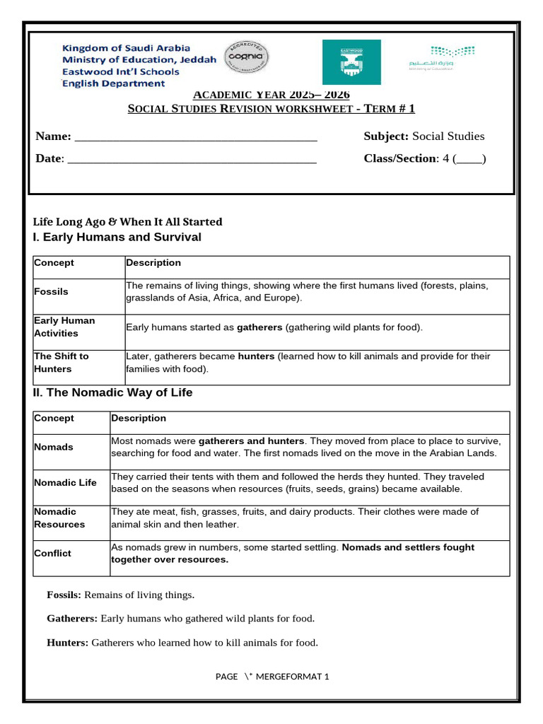 Revision Worksheet Answer Key | PDF | Nomad | Tools