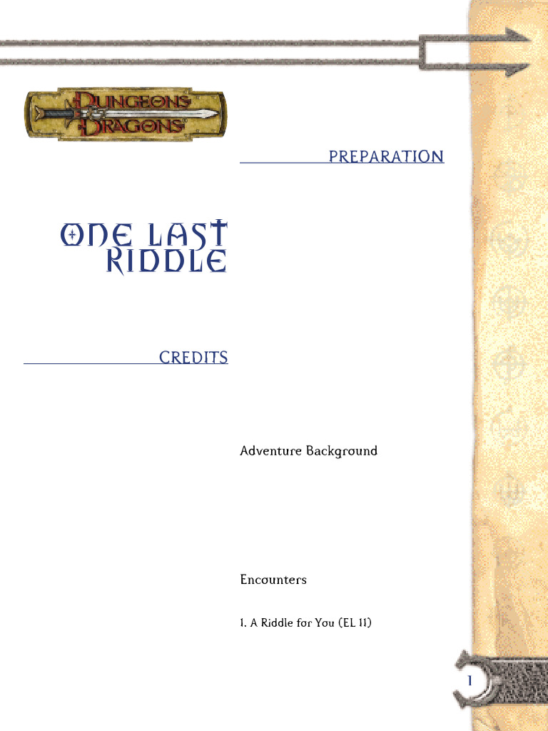 Riddle | PDF | Dungeons & Dragons | D20 System