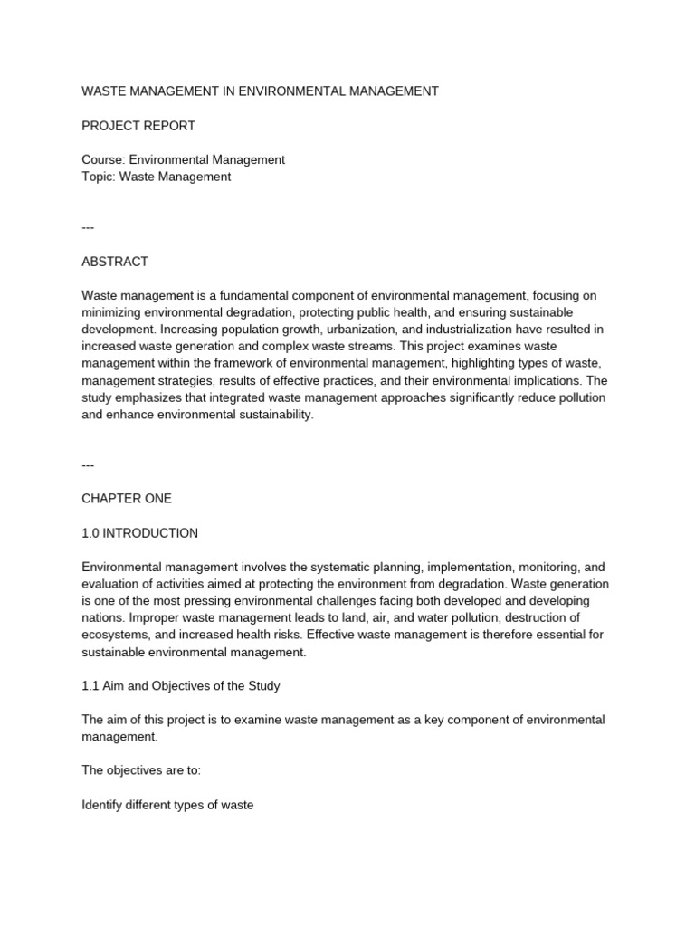 Waste Management in Environmental Management | PDF | Waste Management ...