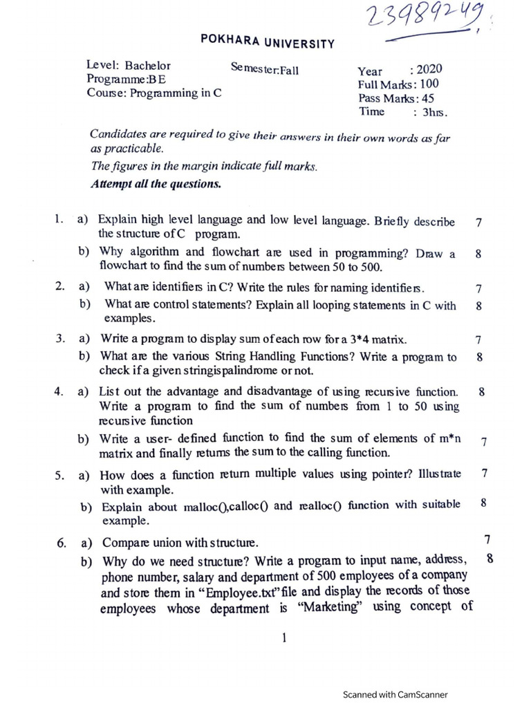 University Old Questions | PDF