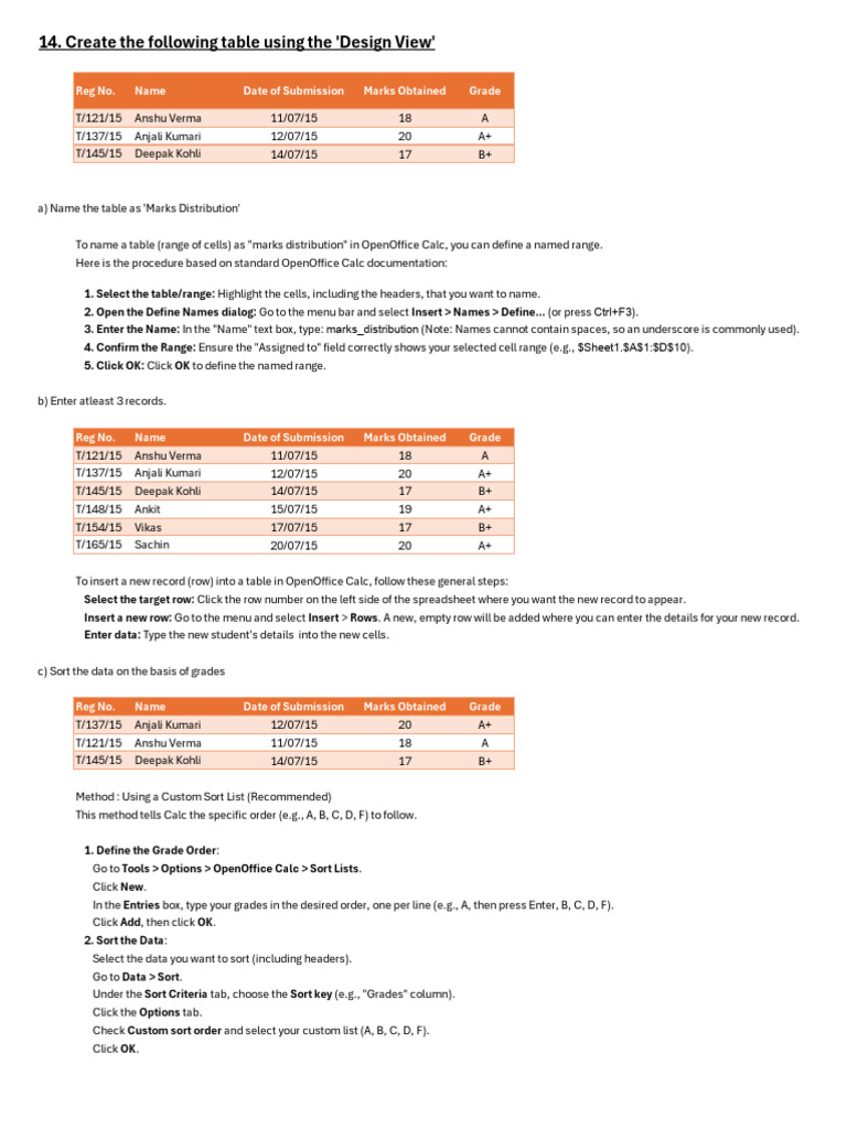 Create The Following Table Using The 'Design View': Reg No. Name Date ...