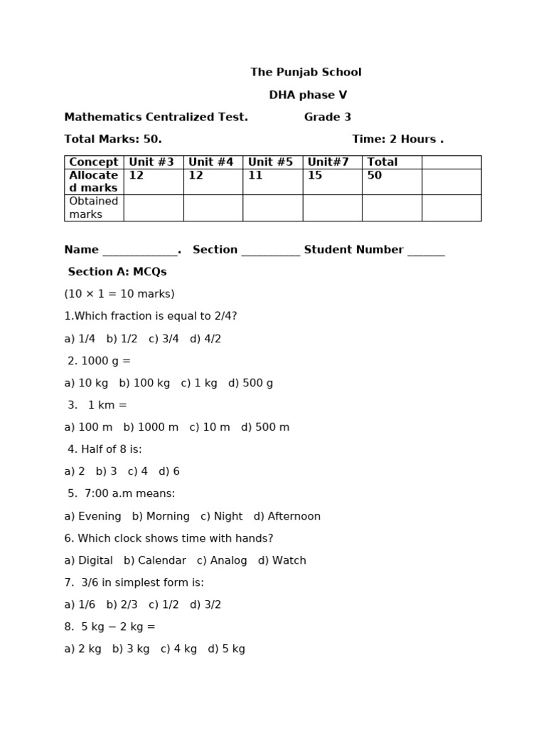 Grade 3 Centralized Test Math. | PDF | Chess Theory | Chess