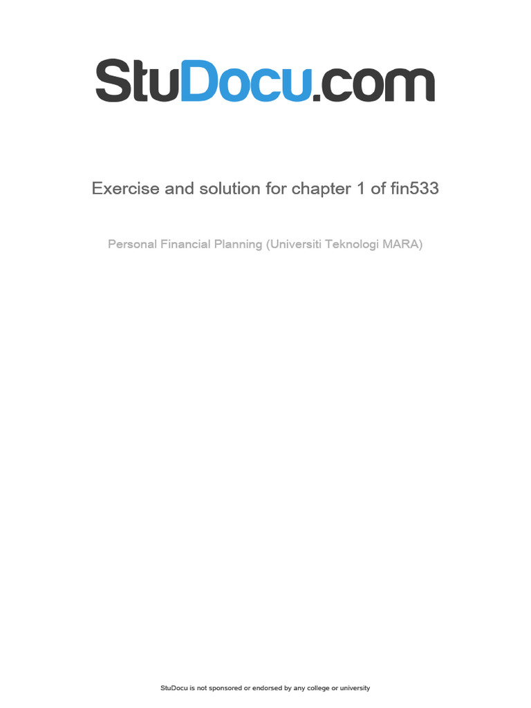 Exercise and Solution For Chapter 1 of Fin533 | PDF