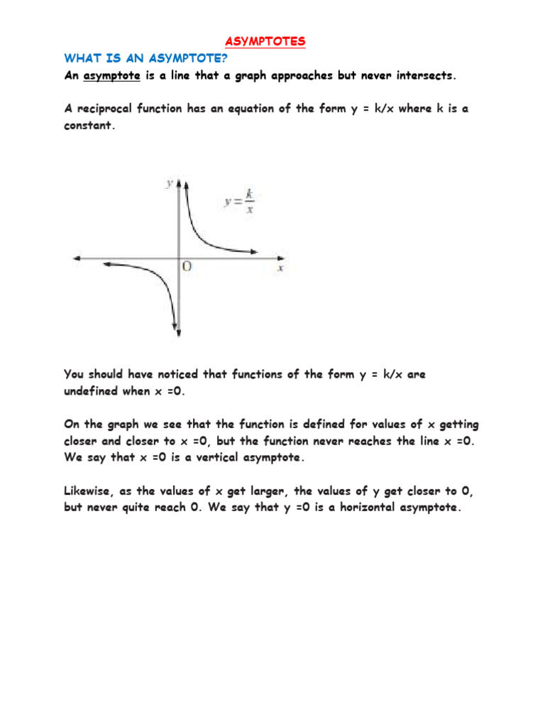 Asymptotes Note | PDF