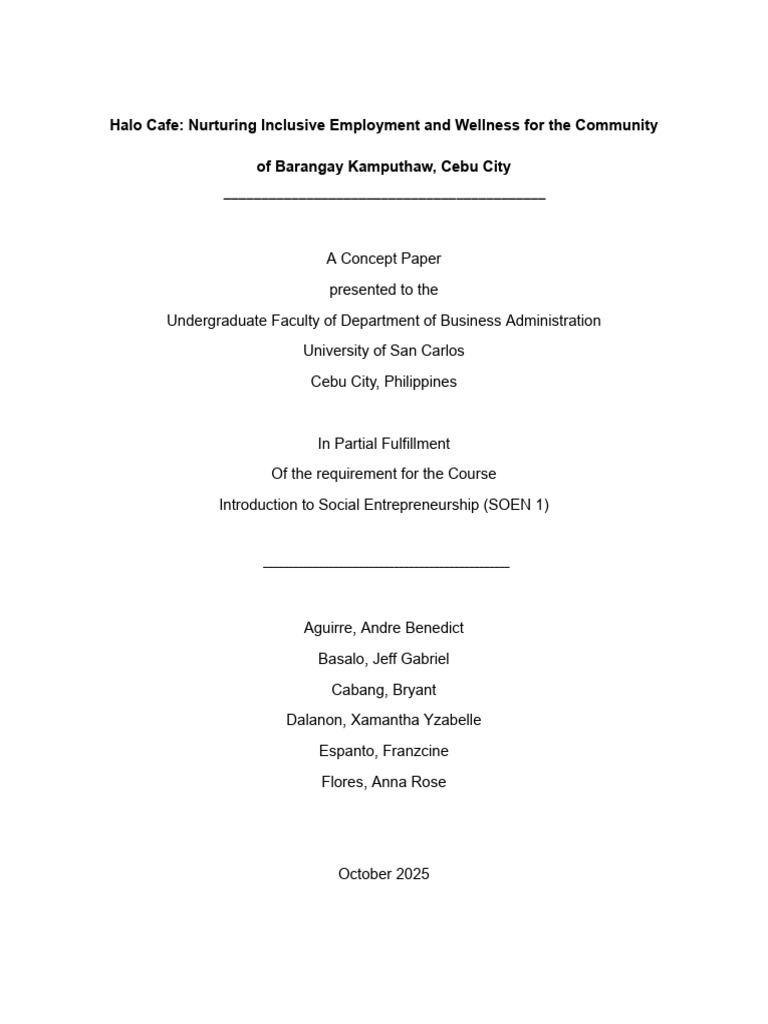 Group 1 - SoEn - Concept Paper | PDF | Disability | Social Exclusion