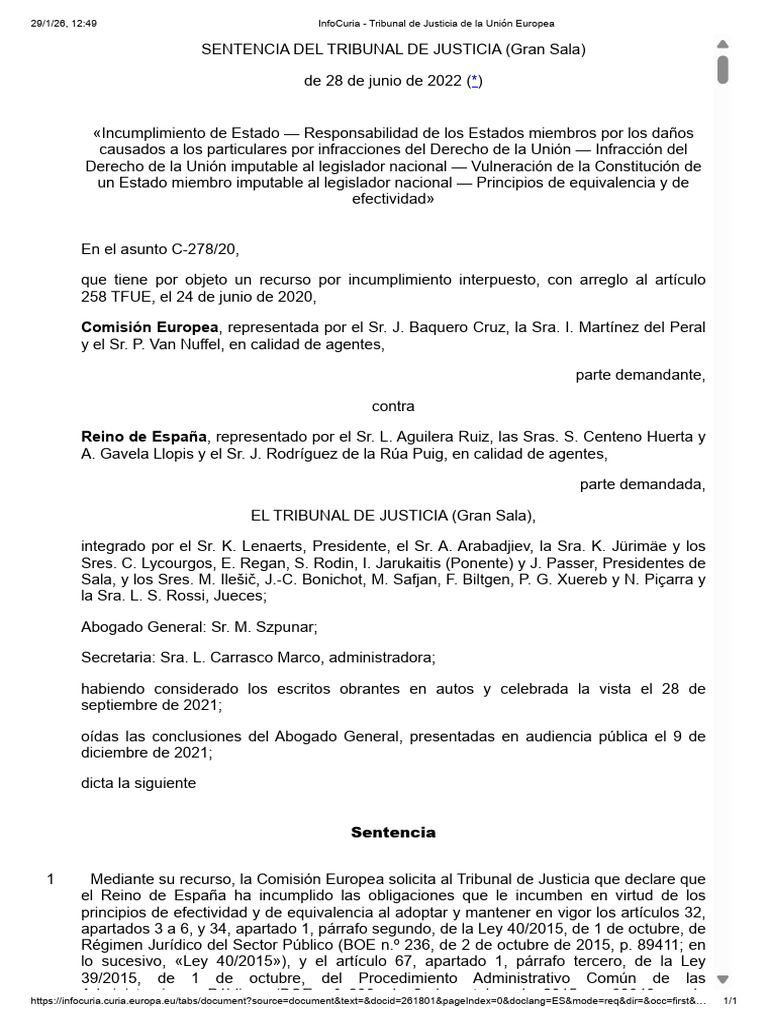 InfoCuria - Tribunal de Justicia de La Unión Europea | PDF | Sentencia ...