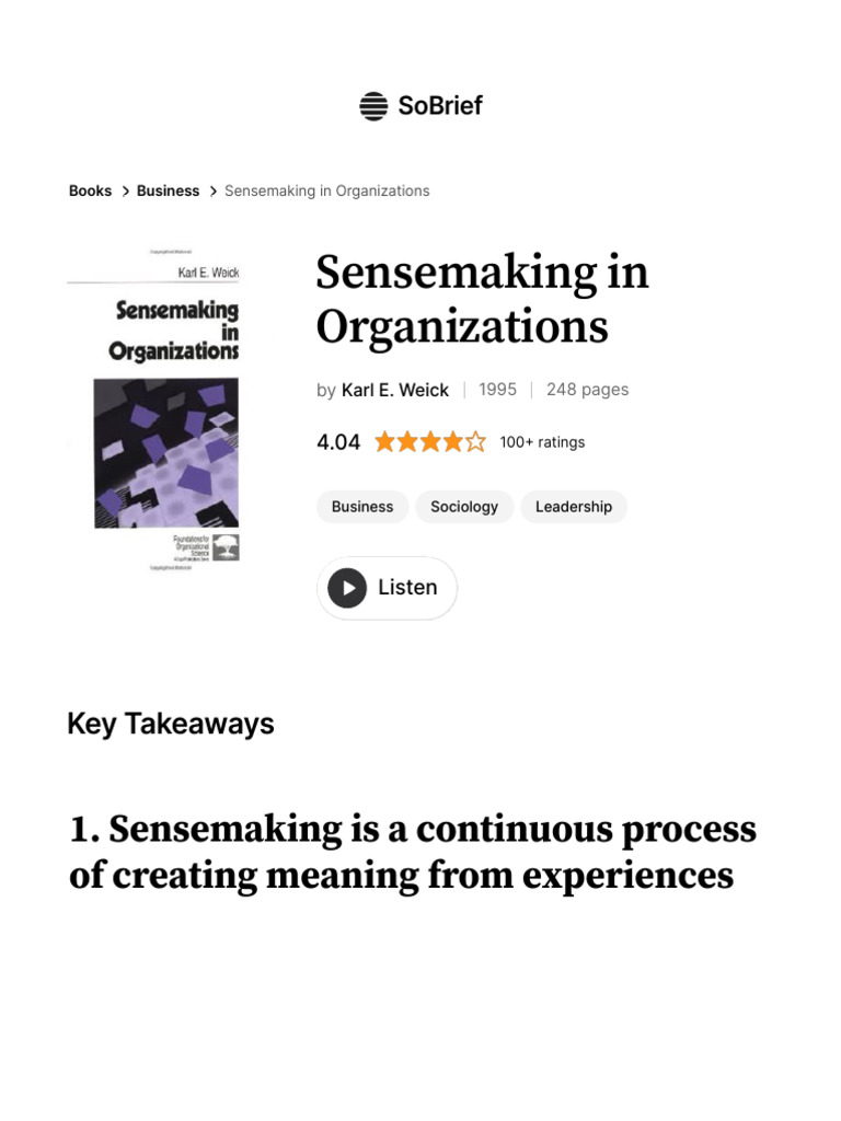 Sensemaking in Organizations简介 | PDF | Identity (Social Science) | Emotions