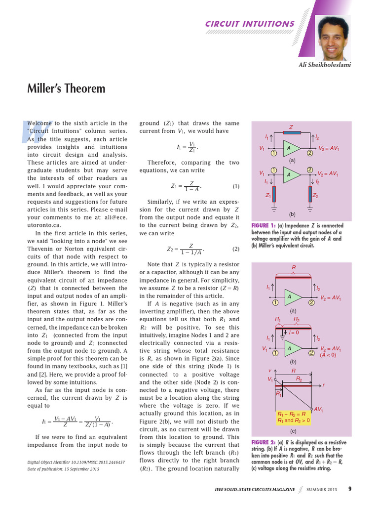 Millers Theorem | PDF | Electrical Impedance | Electrical Engineering