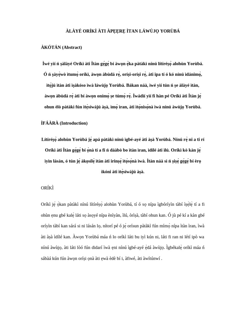 Oriki Masters | PDF