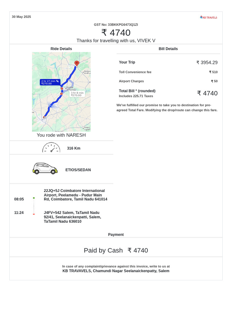 Cab & Travel Bill Template | PDF | Invoice | Transport