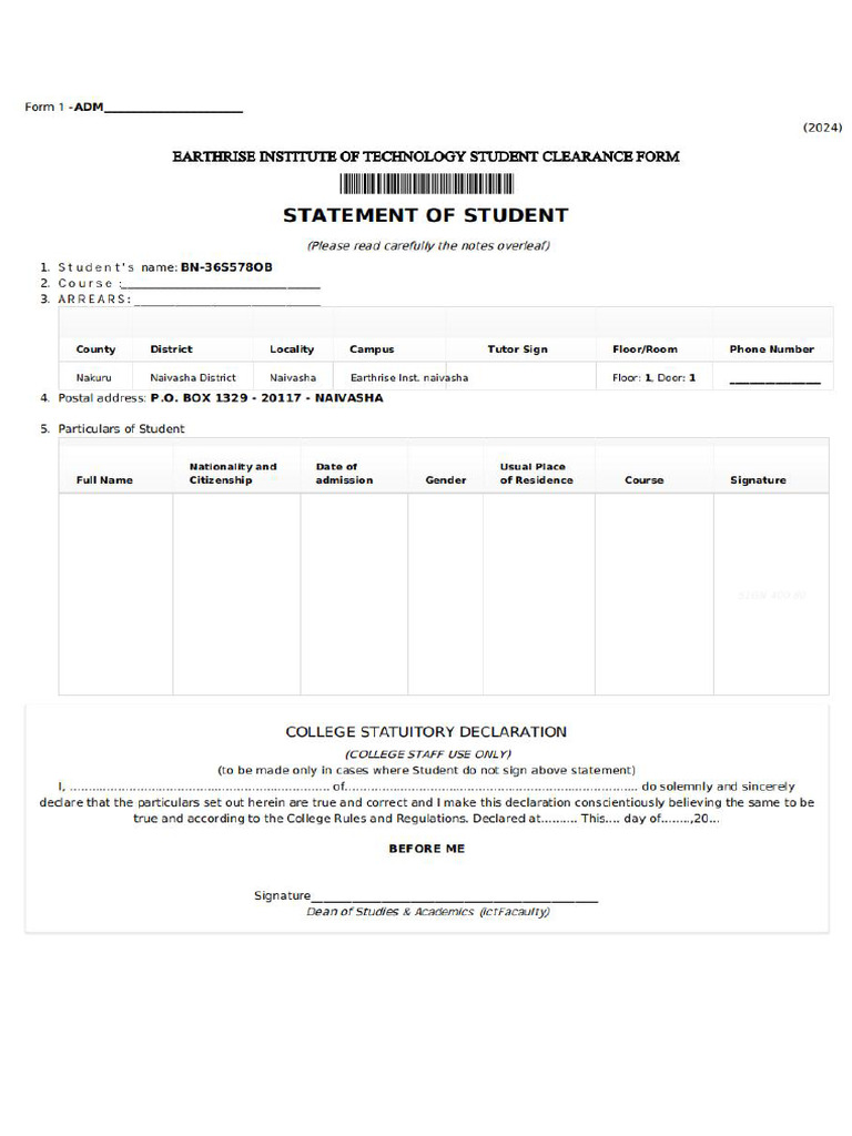 Student Clearance Form | PDF