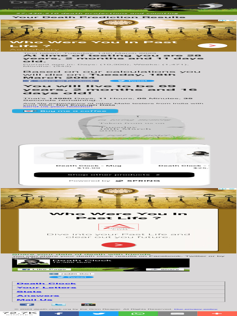 Your Death Clock Calculator Results | PDF
