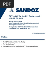 PAT, cGMP for the 21st Century and ICH Q8, Q9, Q10