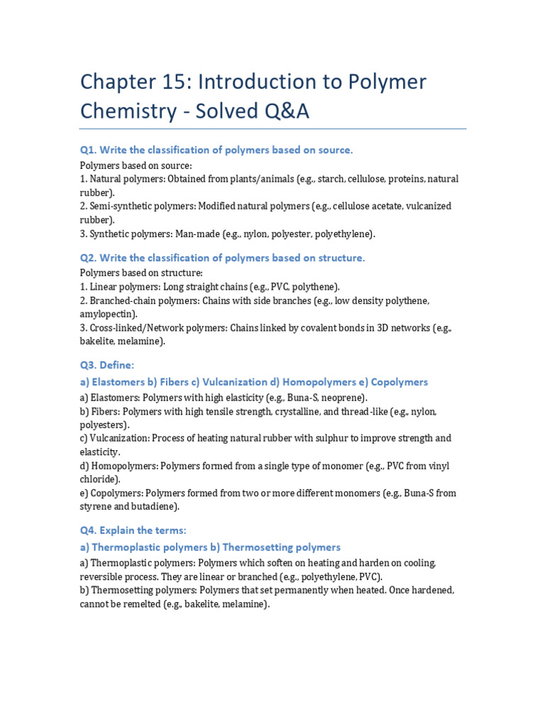 Chapter 15 Polymers Solved | PDF | Polymers | Polyethylene