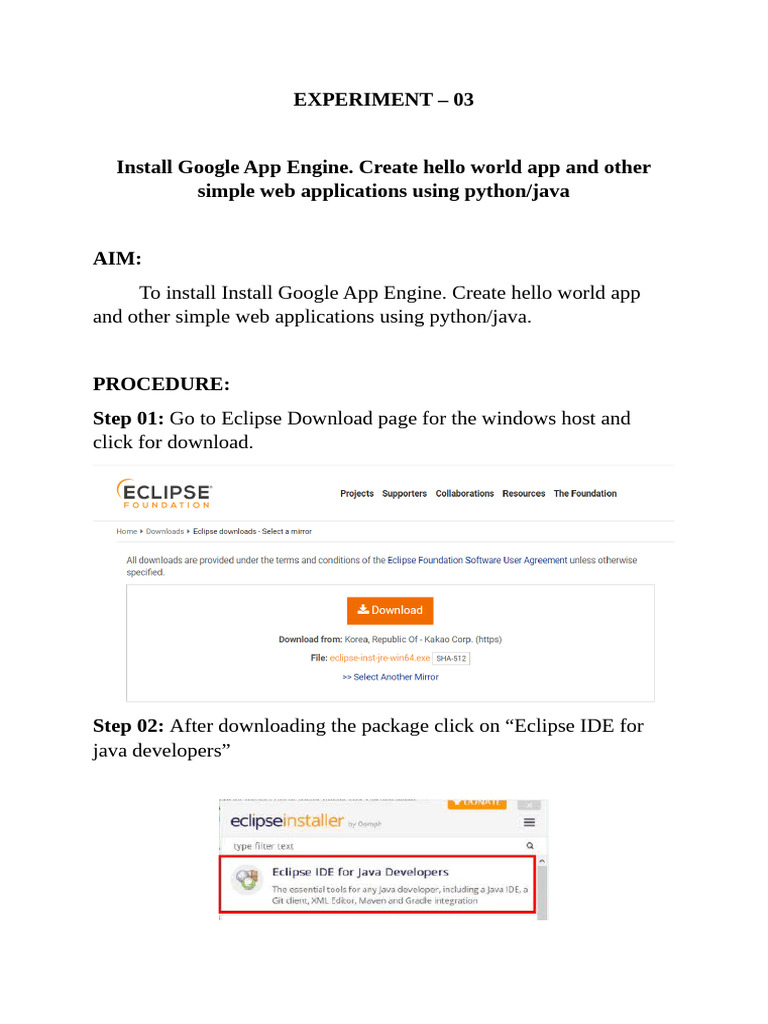 Experiment 03 Eclipse Program | PDF