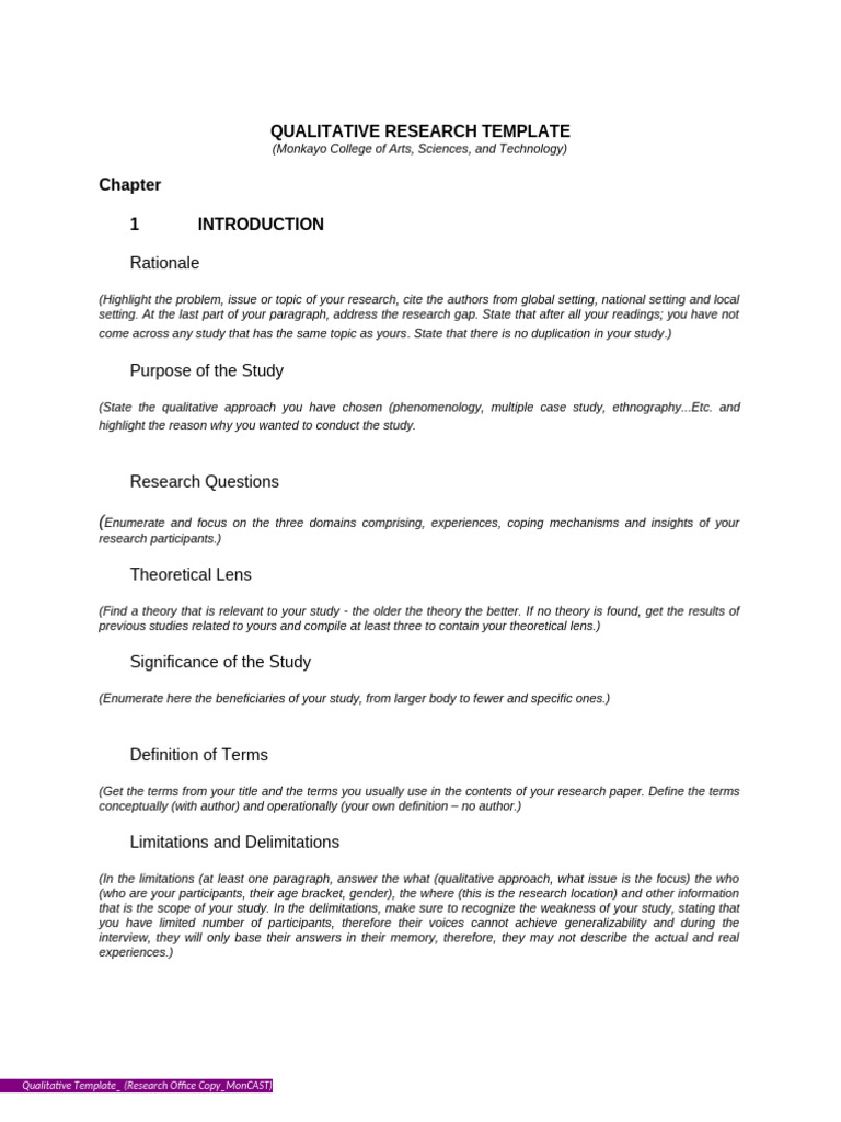 Qualitative Research Template - Outline | PDF | Qualitative Research ...