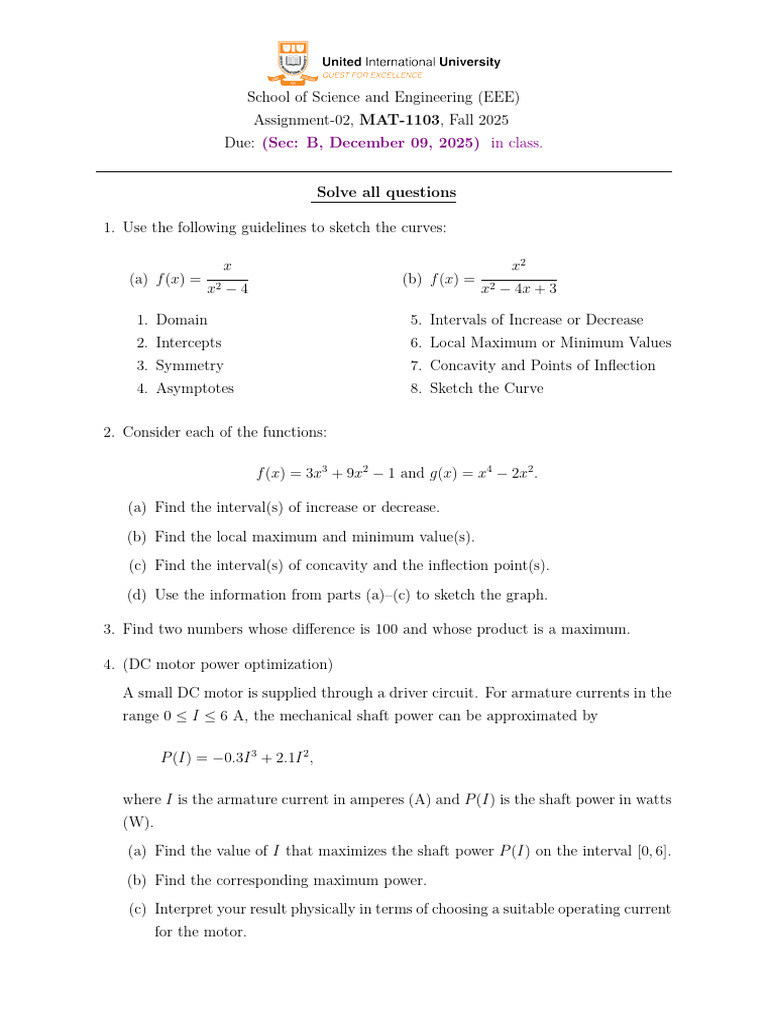Calculus II Assignment 2 Fall 2025 | PDF | Mathematical Analysis ...
