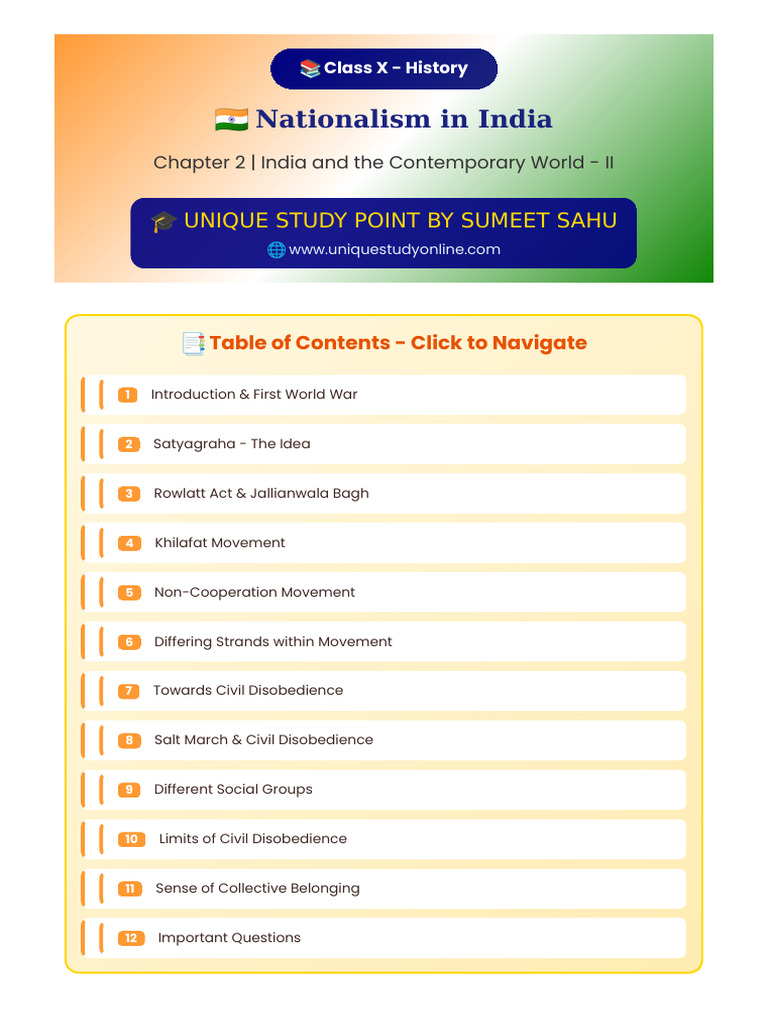Class X History Ch2 Nationalism in India Notes USP | PDF | Mahatma ...